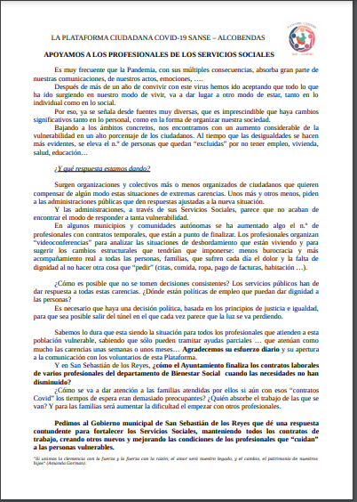 SanseSuma's tweet photo. 📢Recogemos el escrito de  la @platsansealcob  efectivamente a más vulnerabilidad más evidentes se hacen las desigualdades,  más necesitamos de profesionales y más necesitamos que el Gobierno de #Sanse este a la altura.
#serviciossociales  @trabajaoras https://t.co/Z4mSIvG4HA