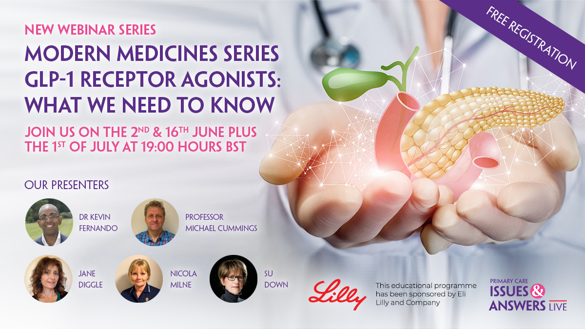 Announcing the brand new I&A webinar series #GLP1 Receptor Agonists: What do we need to know. Over 3 broadcasts @JaneDiggle1 and colleagues discuss the practicalities of initiating GLP-1 RAs effectively in daily practice. Join for FREE at issuesandanswers.org/webinar-series…