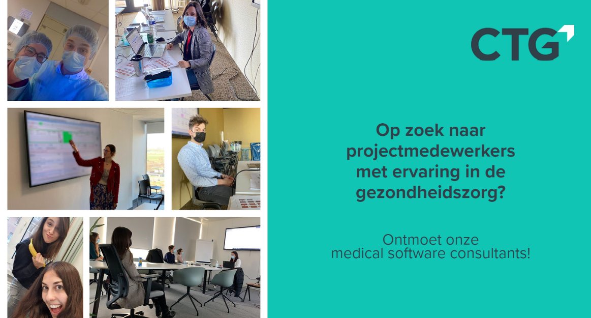 CTGEurope's tweet image. Is uw organisatie op zoek naar projectmedewerkers met ervaring binnen de gezondheidssector? In ons Health Solutions team werken zowel ervaren als junior medical software consultants die u ongetwijfeld vooruit kunnen helpen. Meer weten? Lees het hier: bit.ly/3hmh1Un