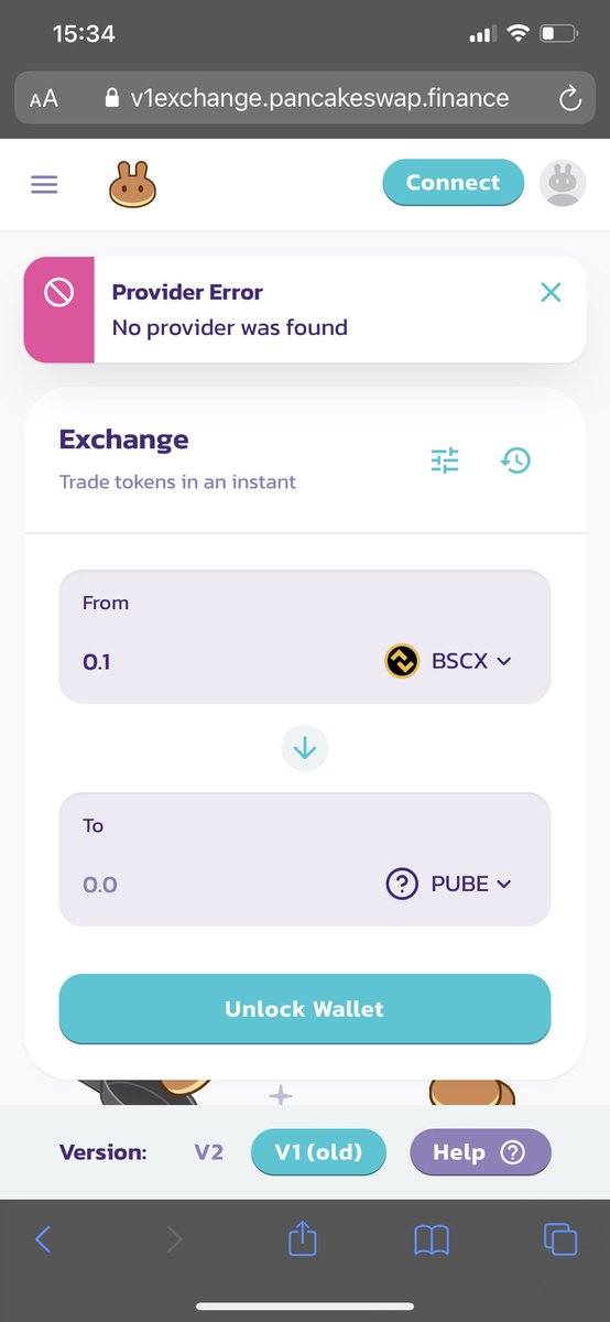 Click connect on the top right to connect pancakeswap to your trust wallet