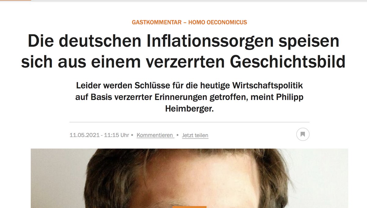 Hier ist der Link zu meinem vollen Kommentar im  @handelsblatt:  https://www.handelsblatt.com/meinung/kolumnen/homo-oeconomicus/gastkommentar-homo-oeconomicus-die-deutschen-inflationssorgen-speisen-sich-aus-einem-verzerrten-geschichtsbild/27179124.html