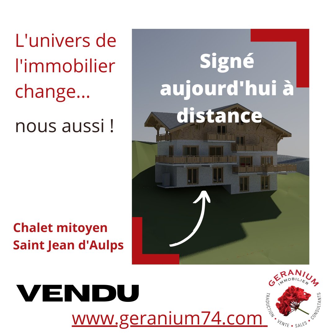geranium74's tweet image. Signé à distance aujourd'hui! L'univers de l'immobilier change...nous aussi 
Completed today virtually. The property industry is changing and so are we.