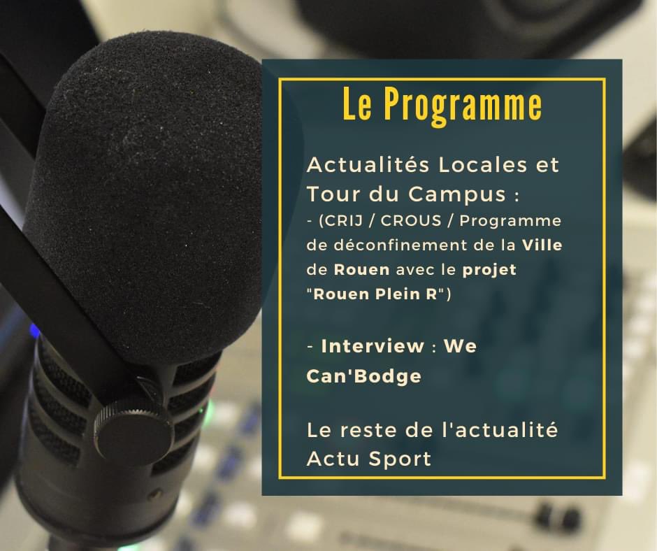Retrouvez le Campus Mag de 12H à 13H sur Radio Campus Rouen 92.9 ! 😉✌
Voici le programme du jour ! 👇
radiocampusrouen.fr