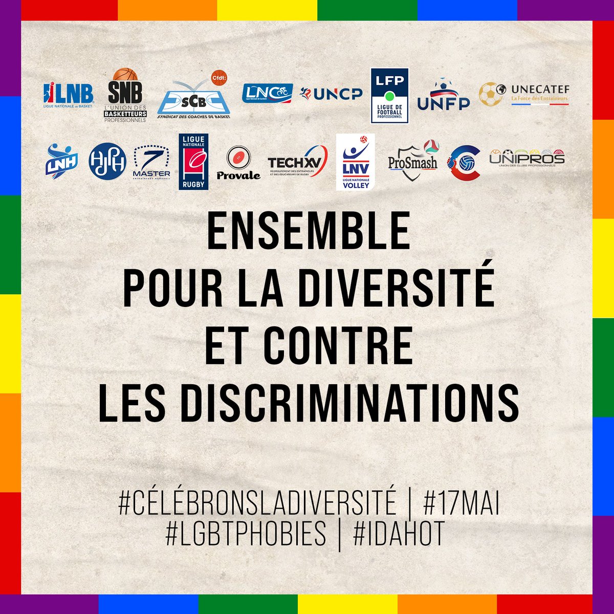 TECH XV, en tant que membre de la @FepEntraineurs, s’associe pour promouvoir la diversité et lutter contre toutes les formes de discriminations. #CélébronsLaDiversité

@VBCoachinside @SCB_BASKET @7MasterHand @UNECATEF