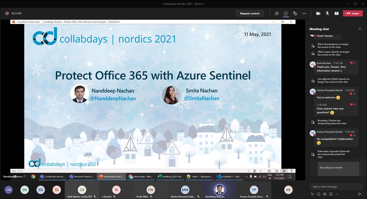 Knut Relbe-Moe (@knutrelbemoe) on Twitter photo <a href="/NanddeepNachan/">Nanddeep Nachan</a> and <a href="/SmitaNachan/">Smita Nachan</a> on the stage now at #CollabdaysNordics delivering a great session on how to protect your #Microsoft365 environment with #AzureSentinel you can still join here: collabdays.org/2021-nordics/ <a href="/NanddeepNachan/">Nanddeep Nachan</a> and <a href="/SmitaNachan/">Smita Nachan</a> on the stage now at #CollabdaysNordics delivering a great session on how to protect your #Microsoft365 environment with #AzureSentinel you can still join here: collabdays.org/2021-nordics/