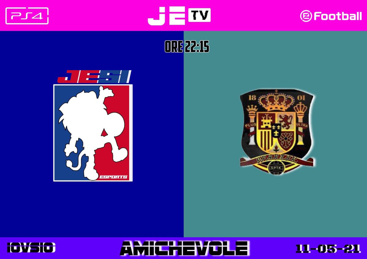 📆 FRIENDLY MATCH⚽️💪🦁

🆚 SPARTAK
🕥22:15 CET
🎥 Live on “Jesi Esports TV Channel”
youtube.com/channel/UCeJ98…

<a href="/officialpes/">officialPES - Inactive</a> <a href="/PlayStation/">PlayStation</a>
#eSports #proclub #10vs10