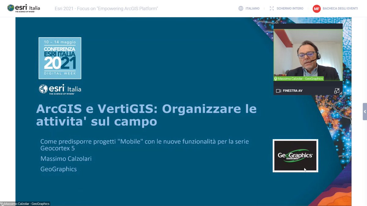 Esriitalia's tweet photo. Soluzioni integrate #Esri #ArcGIS e #VertiGIS a supporto delle attività sul campo con Massimo Calzolari e Guido Sitta di #GeoGraphics #conesri2021 #virtualexpo
Iscriviti e partecipa live https://t.co/i10HXWk52M
#EsriItalia #thescienceofwhere #GIS https://t.co/lTqapdw3pQ