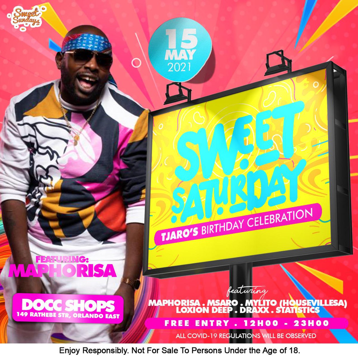 djmylito's tweet photo. Ovi π«ππΎββοΈLet's meet this coming Saturday featuring @DjMaphorisa π― @SweetShop2Shop @MaestroRough @LoxiondeepD @DjStatistics #SweetSaturdays #ThePurnisher #MylitoHousevilleSA https://t.co/wPKP3HNpx4