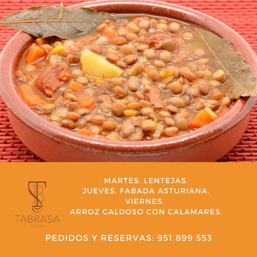 Aunque estemos en mayo, se agradecen unas buenas lentejas. Porque saben a gloria.😋
Reservas y pedidos para llevar: 951 899 553

#cuchara #lentejas #arrozcaldoso #fabada #lentejas #cuchareo #arrozcaldoso #tabrasa #carnes #parrilla #parallevar #sanpedro #terraza #vino