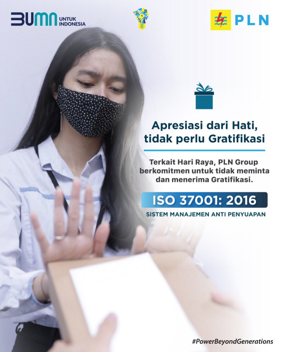 _pln_id's tweet photo. Lebaran Saatnya Berbagi.. Tapi Jangan Gratifikasi ya, Electrizen. Sesuai Komitmen dalam menegakkan Prinsip Tata Kelola Perusahaan yang baik (GCG) serta penerapan Sistem Manajemen Anti Penyuapan SNI ISO 37001:2016 di lingkungan PT PLN (Persero), https://t.co/7TcCAKw5jY