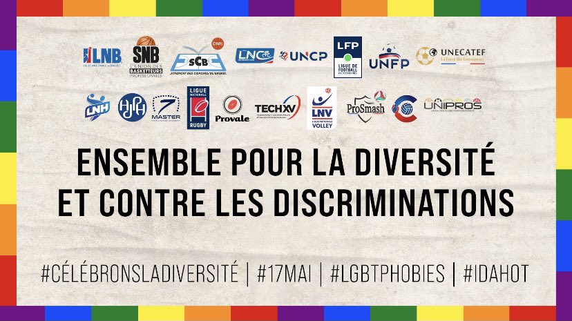 Le SCB, en tant que membre de la @FepEntraineurs, s’associe pour promouvoir la diversité et lutter contre toutes les formes de discriminations. #CélébronsLaDiversité #LGBTPhobies #IDAHOT

@VBCoachinside @TECHXV  @7MasterHand @UNECATEF