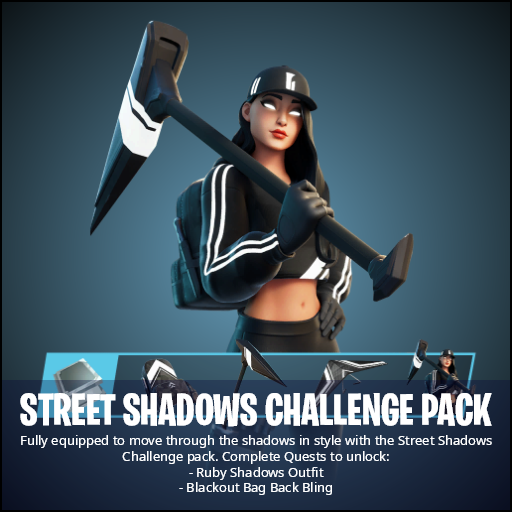FireMonkey's tweet photo. According to the data, the Street Shadows Challenge Pack is set to be a FREE pack for a limited time.

As of right now, it's ONLY set to release on the Epic Games Store [PC] https://t.co/eRH868v22o