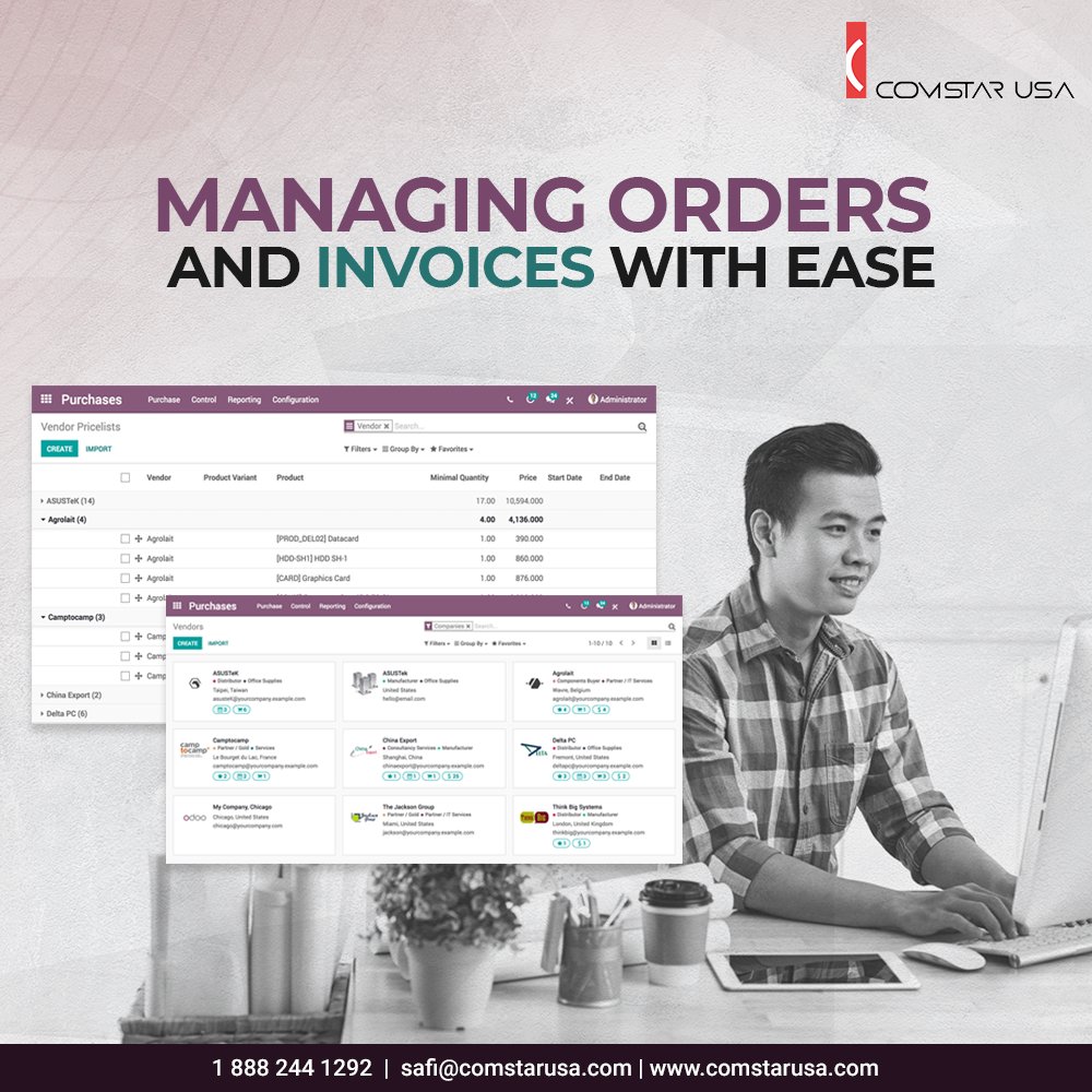 comstar_usa's tweet image. Odoo Purchase takes care of purchase orders, vendor bills, and handles products in an easy, integrated manner.

#odoopurchaseorder #purchasemoduleinodoo13 #odoopurchasedocumentation #odoopricing

1-888-244-1292
safi@comstarusa.com