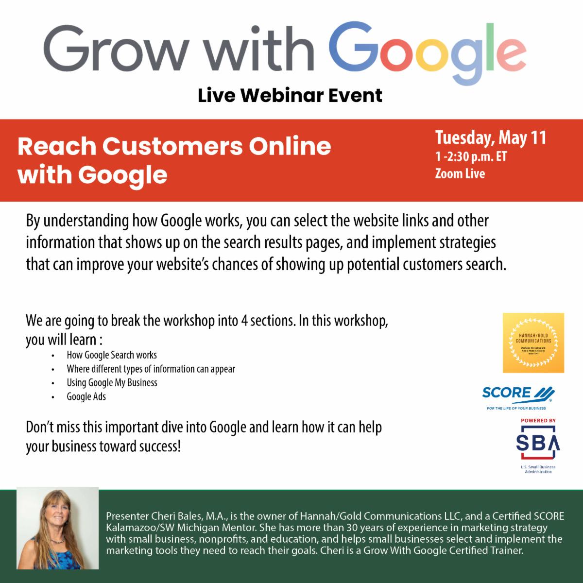 ScoreKalamazoo's tweet photo. Last chance to register for today's 1 p.m. "Reach More Customers Online with Google" - our next Grow with Google LIVE webinar. https://t.co/5qjYiO7sq4 https://t.co/LkmrQK7cl5