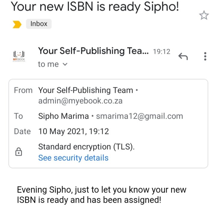 MarimaSipho's tweet photo. Officially have an ISBN number (International Standard Book Number) for my book!!🕺🏽🙏🏼 Look at God!🙏🏼 On my way to being accredited as an Author🙏🏼 Soon to be published author😊
.
I cannot wait to share this story with you all📖
#HowLockdownUnlockedMyPotential #UnlockYourPotential https://t.co/CD8g93XPDV