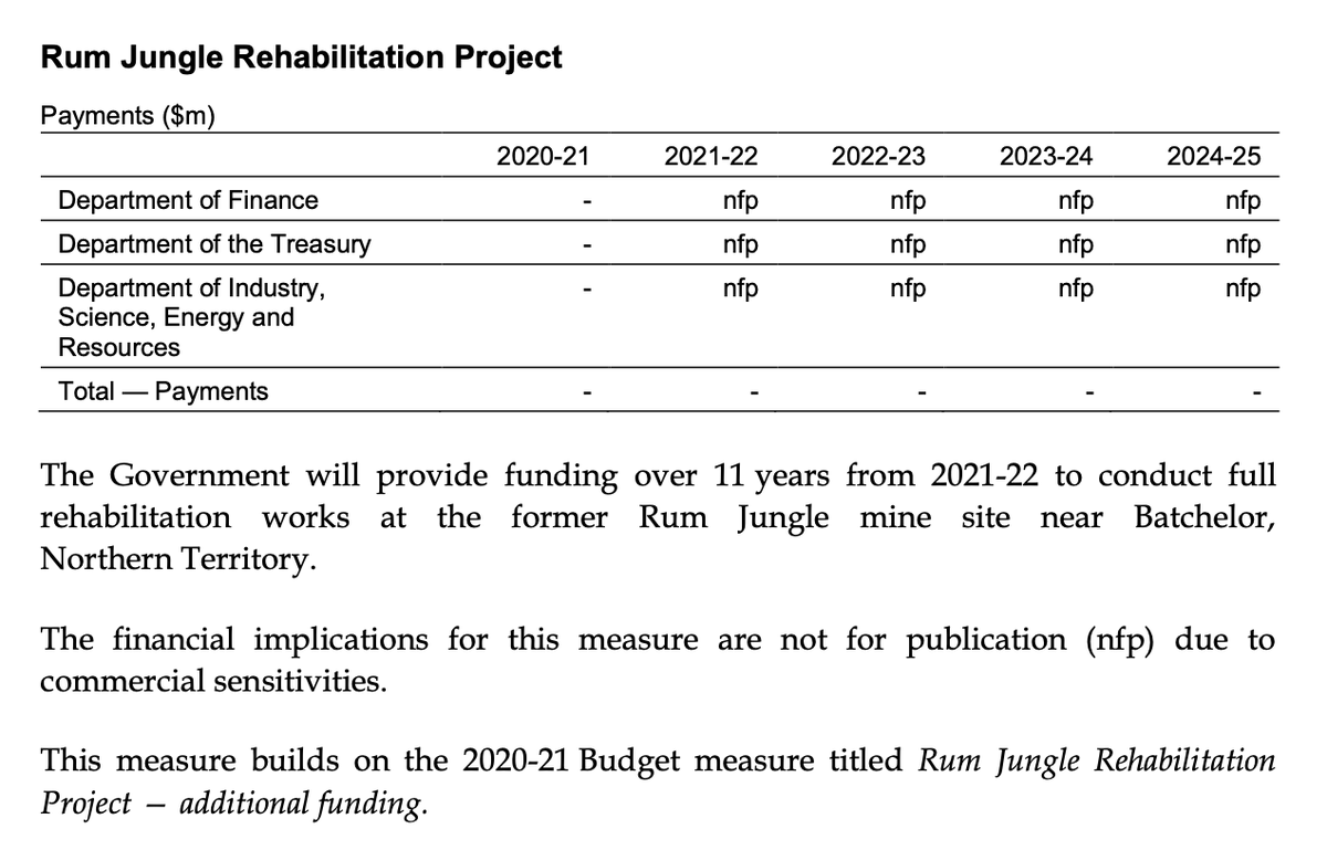 Does anyone even remember the Rum Jungle uranium mine?  https://en.wikipedia.org/wiki/Rum_Jungle,_Northern_Territory  #Budget2021