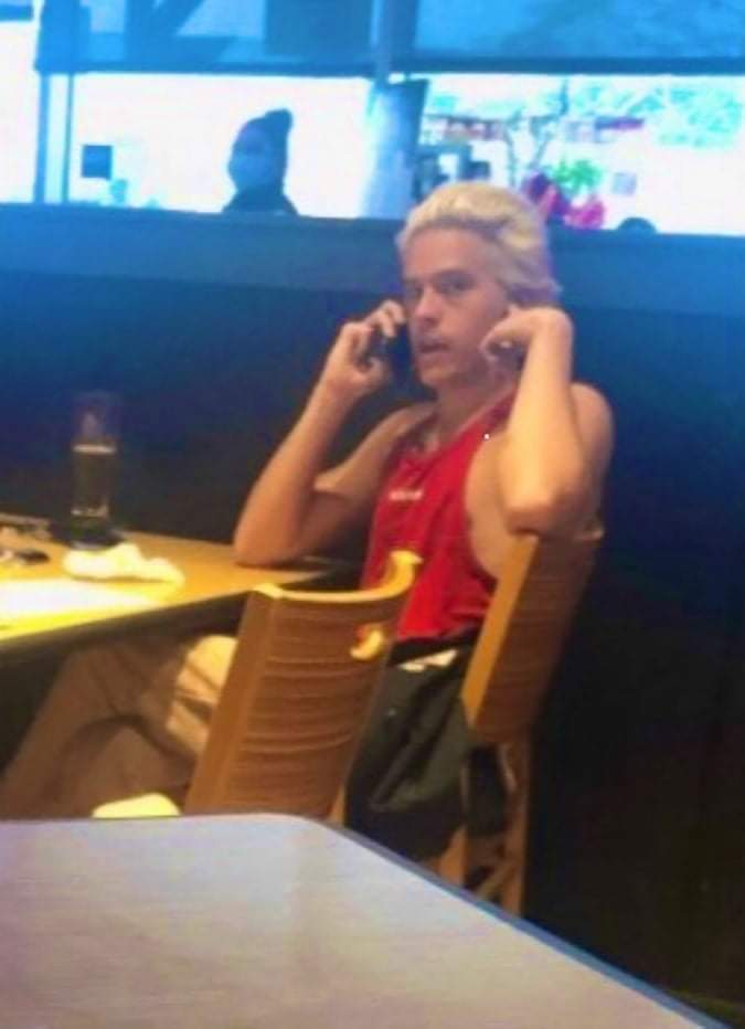 Fan-taken picture of Dylan at a restaurant in LA (May 10th)