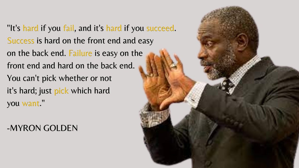 "It's hard if you fail, and it's hard if you succeed. Success is hard on the front end and easy on the back end. Failure is easy on the front end and hard on the back end. You can't pick whether or not it's hard; just pick which hard you want"-Myron Golden
#ToolWrangler #HardWork