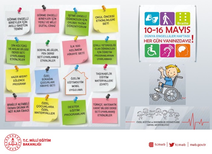 Eğitim ailemizin her bir ferdiyle engelleri birlikte aşıyoruz.

Çocuklarımızın gereksinimlerine göre tasarlayarak meslek liselerimizde ürettiğimiz özel materyallerimizle, destek eğitimlerimizle, etkileşimli mobil uygulamalarımızla özel çocuklarımızın her zaman yanındayız.