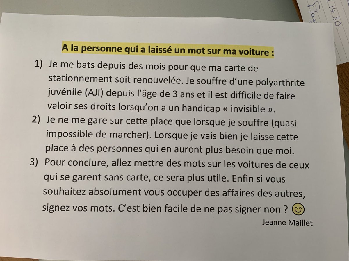 jeanne_maillet's tweet photo. Au con qui a laissé ce mot sur ma voiture (photo 1) voici ma réponse 😘 (photo 2) https://t.co/acJNyPV2F9