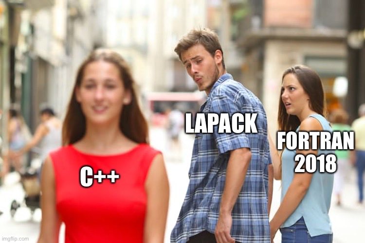 DegenerateConic's tweet photo. Et tu Dongarra? 😢 #fortran #lapack https://t.co/VRH6iGEurD