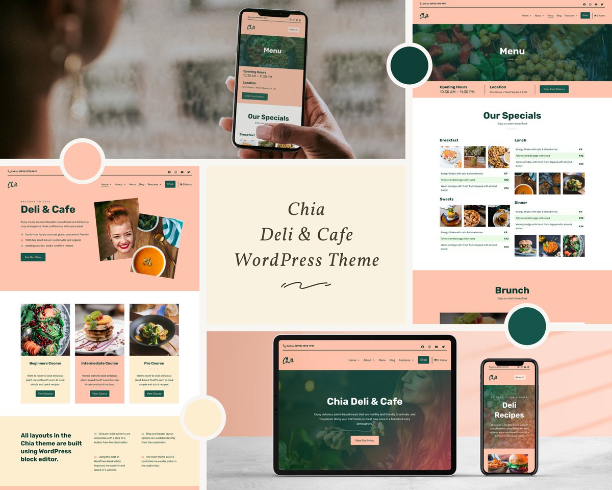 Ana_Segota's tweet image. Chia theme takes advantage of the powerful new WordPress block editor to bring the ease of use to a whole new level. It is as simple as dragging &amp;amp; dropping the pre-built theme patterns and adjusting them to your liking.
anarieldesign.com/themes/deli-ca…

#BlockPatterns #Gutenberg
#Foodie