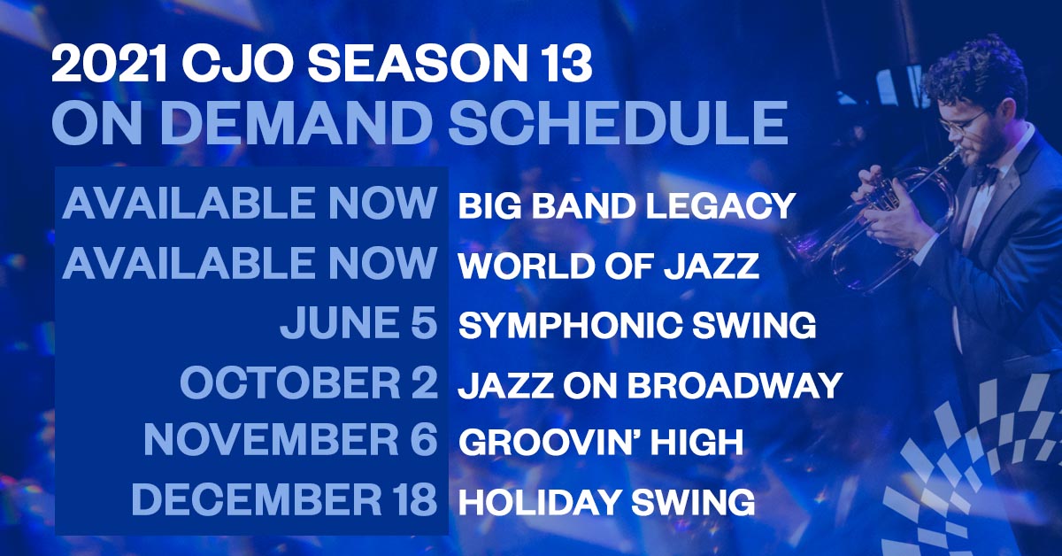 CHSJAZZ's tweet image. Watch the 2021 CJO Season 13 performances from the best seat in your house! #chsjazz #chsjazzorchestra #virtualperformance #CJOSeason13

📺 Get six performances for the price of five with a 2021 Virtual Ticket Package.
ci.ovationtix.com/35694/store/pa…