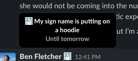 bjfletcher's tweet photo. I told the #BSL group at my work that I was changing my @SlackHQ name to "hoodie", which is my #SignName (to celebrate #DeafAwarenessWeek)
A colleague had the idea of drawing a graphic out of a photo and adding it as a custom Slack emoji. Ingenuity (-: https://t.co/qt96l65iFW