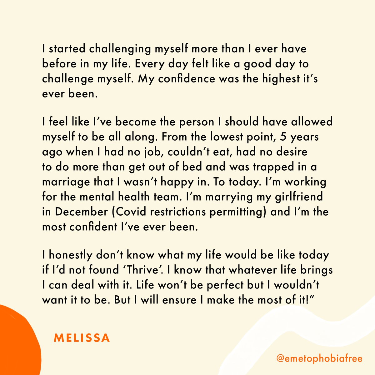 We posted about Melissa the other day, here’s her full testimonial 🧡