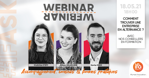 IFA_BS's tweet photo. Participez à notre Webinar 📣 Mardi 18 mai à 18h avec nos conseillers en formation pour savoir comment trouver son alternance ! Inscription sur 👉 https://t.co/KygMMySTRp https://t.co/LDY6gsYDUM