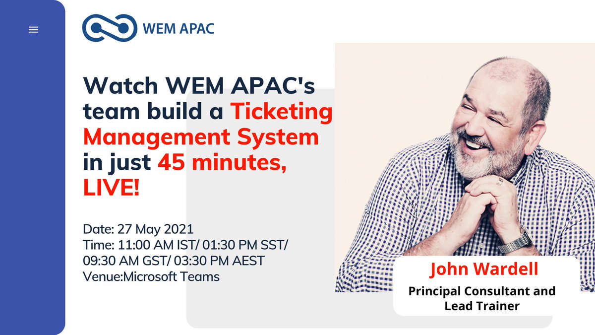 WemApac's tweet photo. Join us to Witness Ticket Management System getting build LIVE in 45 minutes. Register Now - https://t.co/G50cTETpCX
#45possible #wemapac #webinar #nocode #applicationdevelopment #digitaltransformation https://t.co/CaQ0erof8A