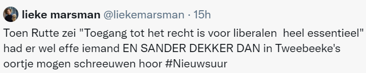 SiccoVanHoegee's tweet image. De liegende premier #Rutte zei bij Nieuwsuur  "Toegang tot het recht is voor liberalen heel essentieel". 

Maar het “radicale” plan om de toegang tot het recht te waarborgen is door VVD'er Sander Dekker, minister voor Rechtsbescherming, alweer afgewezen. #Rutte #loog dus #weer!