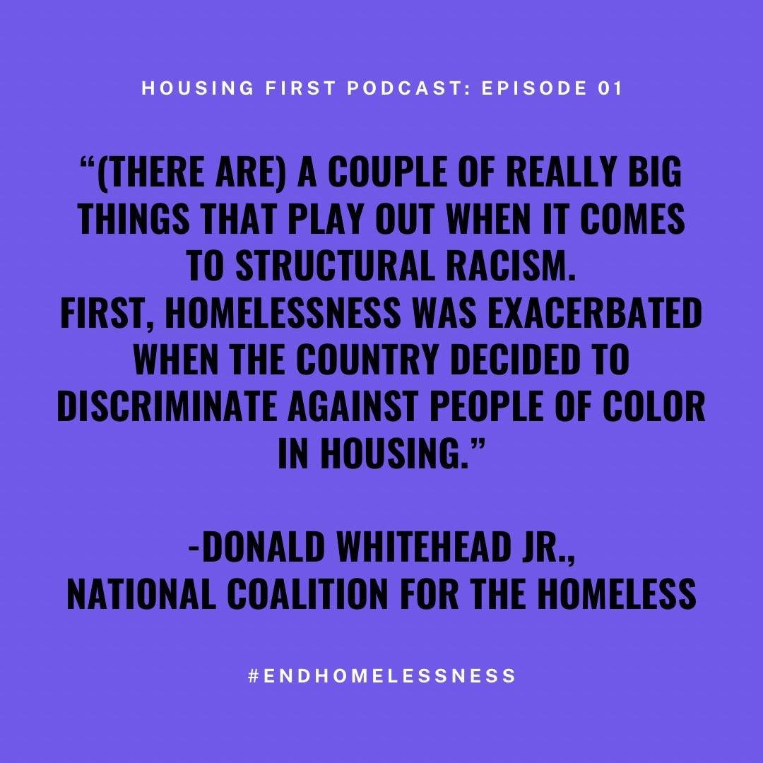 Quotes from Donald Whitehead Jr., Executive Director of the National Coalition for the Homeless on Ep. 01 of @KaraBirrell’s “Housing First Podcast” 

@Ntl_Homeless @DWhitehead2020