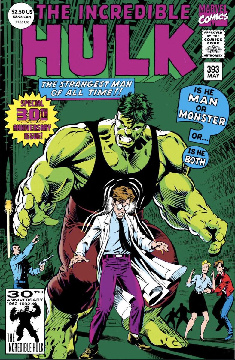 My Hulk fan daughter found this green foil cover in a bin and had to have it. #IncredibleHulk #393 (Vol. 1, 1992), cover by #DaleKeown.