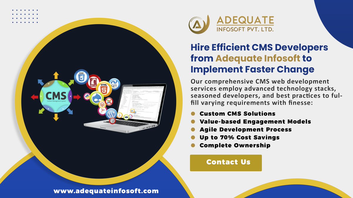 ADQInfosoft's tweet image. Hire Efficient CMS Developers from Adequate Infosoft to Implement Faster Change
visit us: adequateinfosoft.com
#AdequateInfosoft #CMSWebsiteDevelopment #softwaredevelopment #softwaredevelopmentcompany #websitedevelopment #mobileappdevelopment #CMSwebsitedevelopmentcompany
