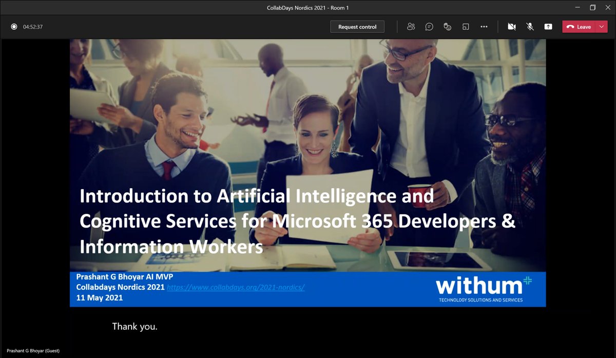 David Opdendries (@sharepointdavid) on Twitter photo "Introduction to AI and Cognitive Services for Microsoft 365 Developers & Information Works" is a session by <a href="/pgbhoyar/">Prashant G Bhoyar, Microsoft AI MVP</a> happening right now at #CollabDaysNordics
<a href="/CollabNordics/">CollabDays Nordics</a> "Introduction to AI and Cognitive Services for Microsoft 365 Developers & Information Works" is a session by <a href="/pgbhoyar/">Prashant G Bhoyar, Microsoft AI MVP</a> happening right now at #CollabDaysNordics
<a href="/CollabNordics/">CollabDays Nordics</a>
