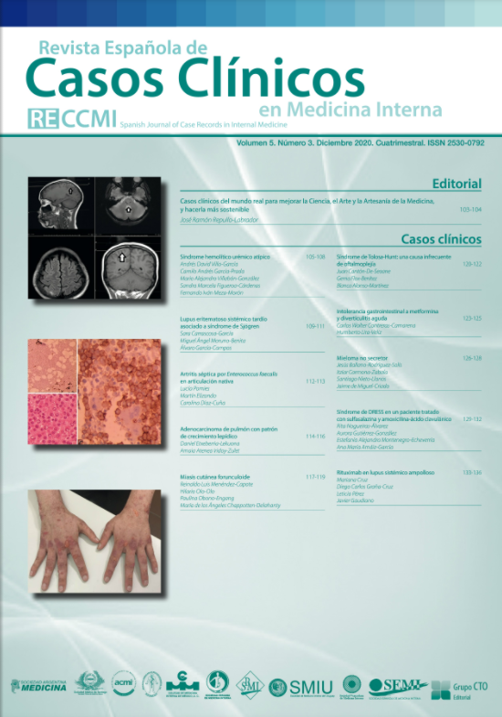 RECCMI_SEMI's tweet photo. 🆕Publicado el Volumen 6⃣- Número 1⃣ de 2021 de la Revista Española de #CasosClínicos en #MedicinaInterna (#RECCMI) de @Sociedad_SEMI🩺
¡No te lo pierdas! 😉⤵️
https://t.co/bCPpOGZz8c
#SEMItuit @RECCMI_SEMI @GrupoCTO https://t.co/cAfBfC2Sid