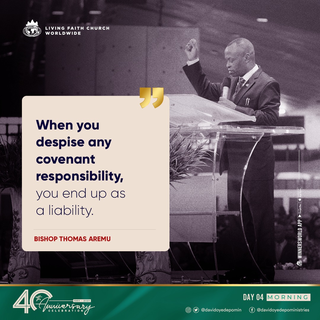 ft_canaanland's tweet photo. To despise covenant responsibility, is to end up a liability in life. That will not be your portion! https://t.co/rYTHGbUT01