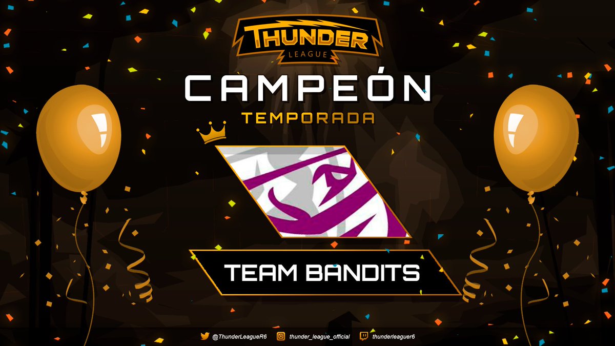 ⚡️CAMPEONES⚡️

Enhorabuena a <a href="/BanditsTeamOfcl/">BANDITS TEAM</a> por ser los campeones de la 1ª Temporada de la Thunder League R6 PS4⚡️