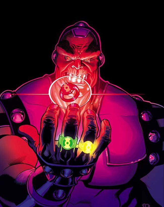 Mongul (DC comics 1980); Thanos (Marvel 1979). DC s’inspire de Marvel. A noter qu’à la différence de Thanos qui utilise les pierres, Mongul lui il fonctionne avec les bagues des Lanterns