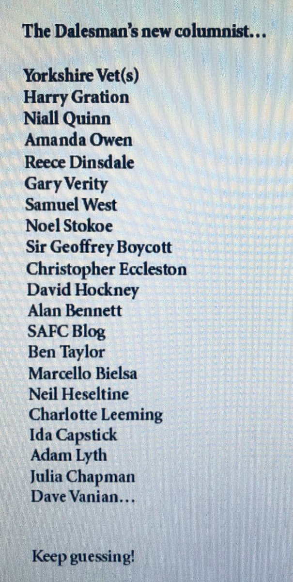 jonstokoe's tweet image. Well, I am surprised our clever @The_Dalesman readers haven’t yet guessed the identity of our new columnist who makes their debut in June’s edition.

First one to guess correctly gets a copy of this super @MyFaveBench book (which you can order here):

shop.dalesman.co.uk/my-favourite-y…