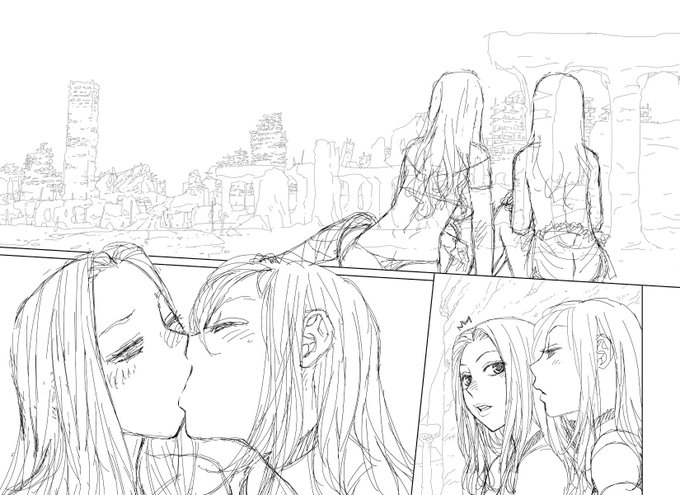 見開き単位で作業してた連載の下描き台詞フキダシ擬音無しバージョン…42↓
1枚目は紙媒体(雑誌とか同人誌とか…)だからできる見開きコマ割りです。
縦読みの可能性もあるネット配信ではやってはいけないコマ割り。
読者が混乱するからね〜_φ(T▽T;) 