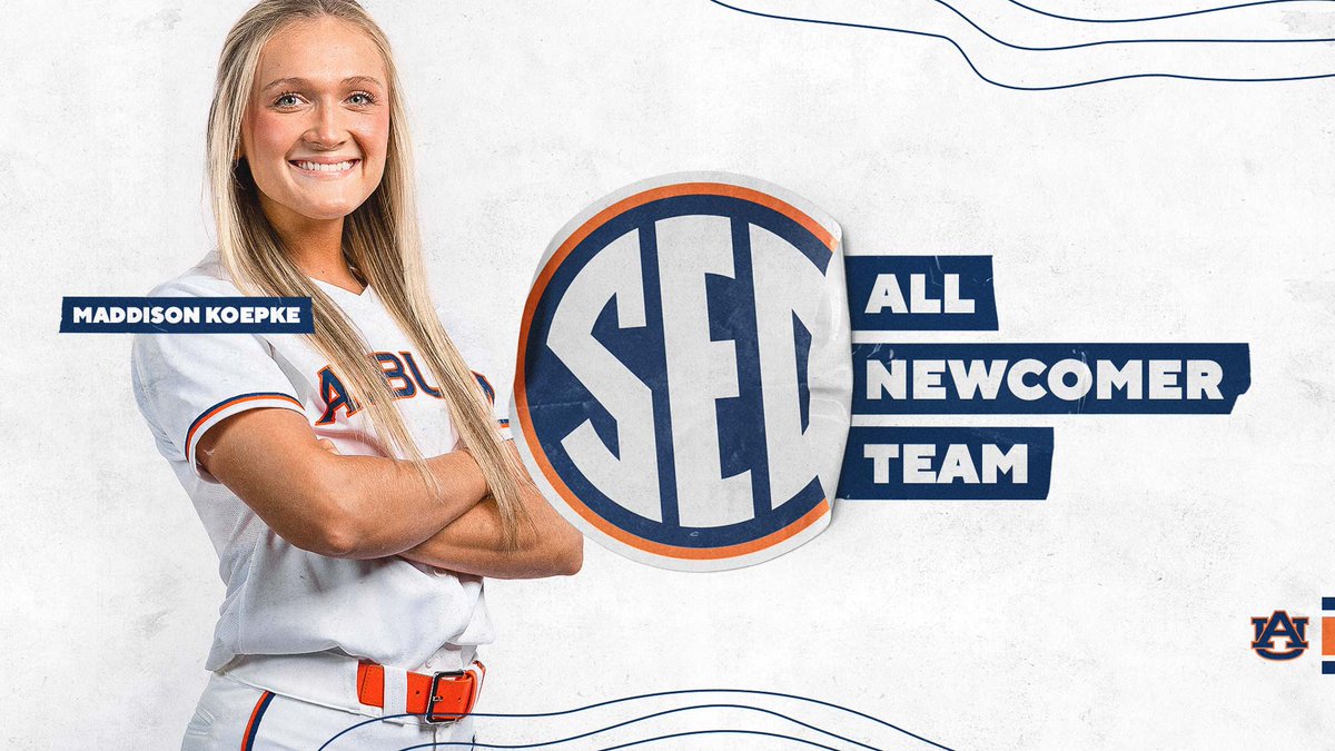AuburnSoftball's tweet photo. Hitting her stride at the hot corner once conference play hit, Maddison Koepke earned 𝗦𝗘𝗖 𝗔𝗹𝗹-𝗡𝗲𝘄𝗰𝗼𝗺𝗲𝗿 𝗧𝗲𝗮𝗺 honors‼

📰: https://t.co/dqFjnidSGm

#WarEagle | @maddyykoepke https://t.co/CZ4uMLBDKY