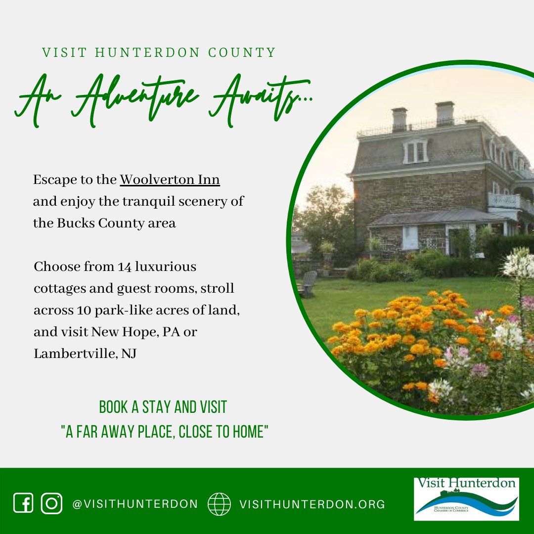 The Woolverton Inn is the perfect getaway spot this summer, a "A Far Away Place, Close to Home" ✨

visithunterdon.org
woolvertoninn.com