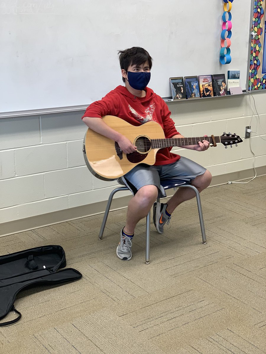 Saje serenading speech class one last time before graduation this Sunday. He’s sooooo good!