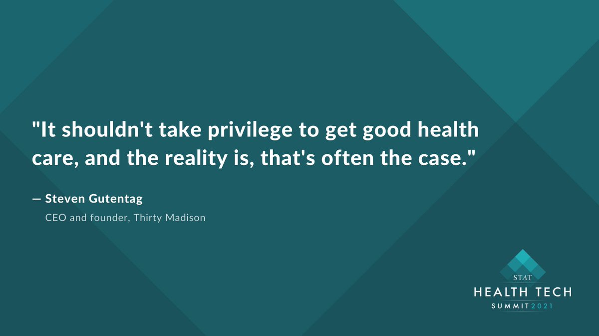 STAT (@statnews) on Twitter photo Speaker quote
Steven Gutentag
CEO and Co-Founder, Thirty Madison
<a href="/stevengoodday/">Steven Gutentag</a> <a href="/thirtymadison/">Thirty Madison</a>
#STATHealthTech Speaker quote
Steven Gutentag
CEO and Co-Founder, Thirty Madison
<a href="/stevengoodday/">Steven Gutentag</a> <a href="/thirtymadison/">Thirty Madison</a>
#STATHealthTech