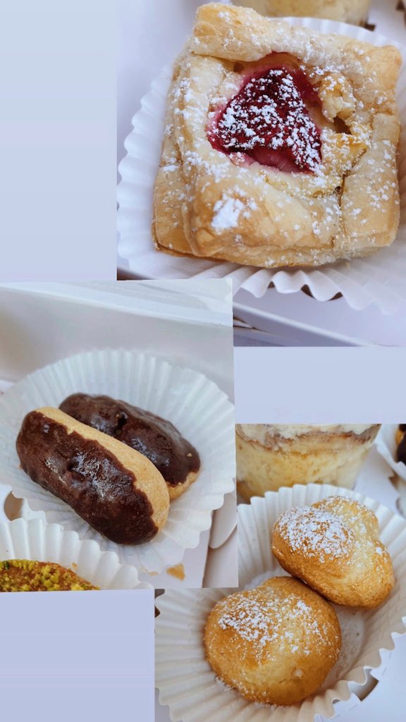 hhaileyholo's tweet photo. We have decided to introduce speciality Eid desserts! 
Box Contents: 
- 1 x Rasmalai Trés Léches
- 1 x Gulab Jaman Cheesecake 
- 1 x Kunafa Cupcake 
- 2 x Mini Chocolate Eclairs
- 2 x Mini Cream Puffs 
- 1 x Strawberry Danish
Click the link in my bio to order! https://t.co/fmlgvEpZTv