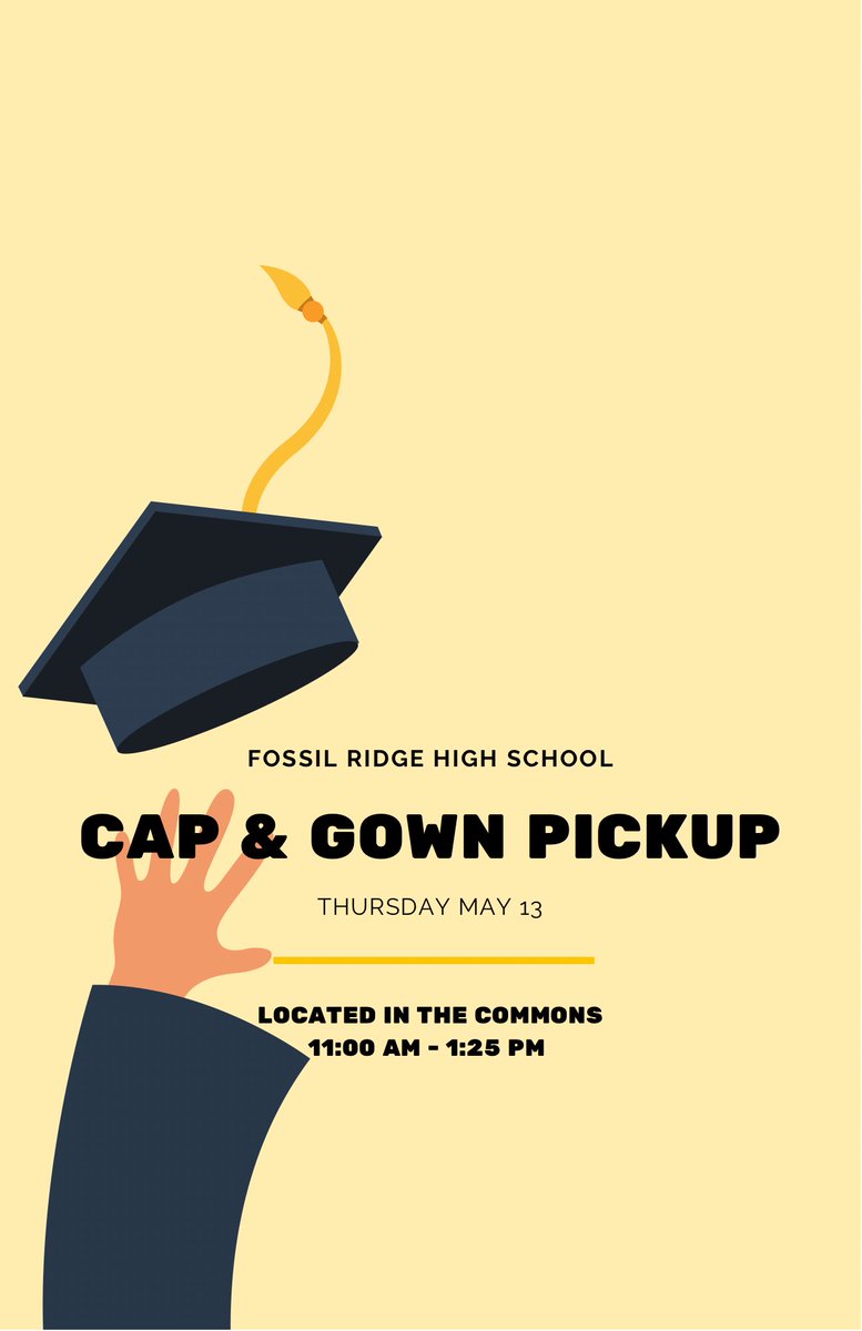 🤩 Good Afternoon Seniors!
Remember Cap &amp; Gown Pickup is on Thursday (May 13) during all lunches! <a href="/FossilRidgeKISD/">Fossil Ridge High School</a>