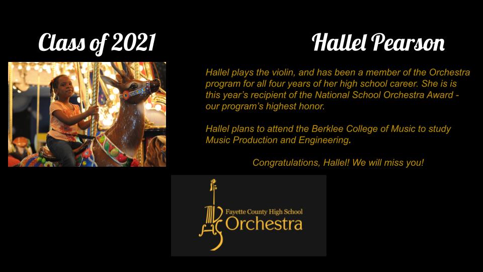 FCHSTigerOrch's tweet photo. Today's Senior Shout-Out is Hallel Pearson! Congratulations, Hallel! https://t.co/UAaHY6K6BW