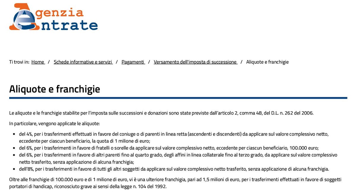 stevelaces's tweet photo. @gspazianitesta Vorrei ricordare al Giovin prepensionato #Cottarelli che i "bassissimi" 6% o 8% sull'eccedente 100.000,00 € (sul patrimonio inclusi immobili) , vengono applicati in aggiunta a quanto GIA' pagato in imposte ed oneri, dal de Cuius o Donatore, nel corso della propria vita.
#Testina https://t.co/iTcUA0xtc6